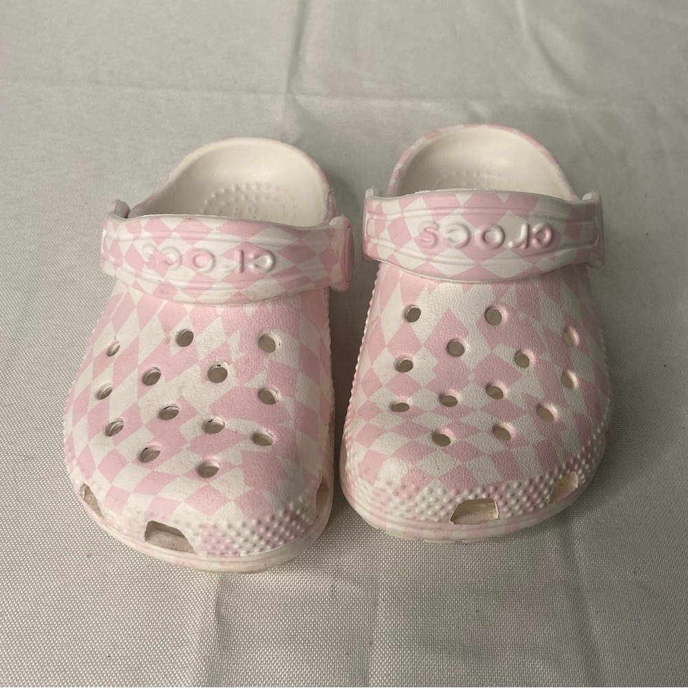 Kids Pink and White Clogs Crocs